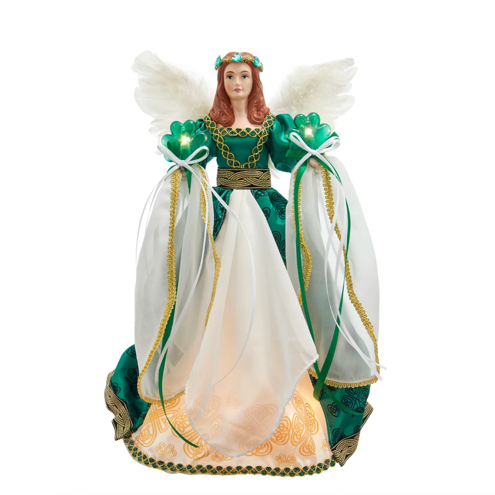 HOLIDAY DECOR IRISH SHAMROCK ANGEL TREE TOPPER