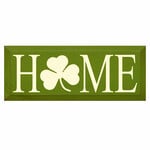 PLAQUES, SIGNS & POSTERS HOME WOOD SIGN w SHAMROCK - Moss Grn