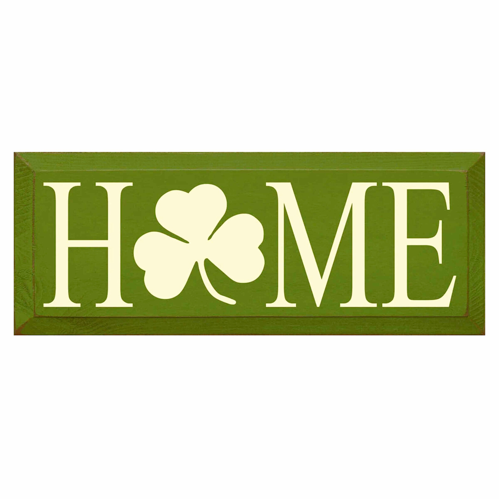 PLAQUES, SIGNS & POSTERS HOME WOOD SIGN w SHAMROCK - Moss Grn