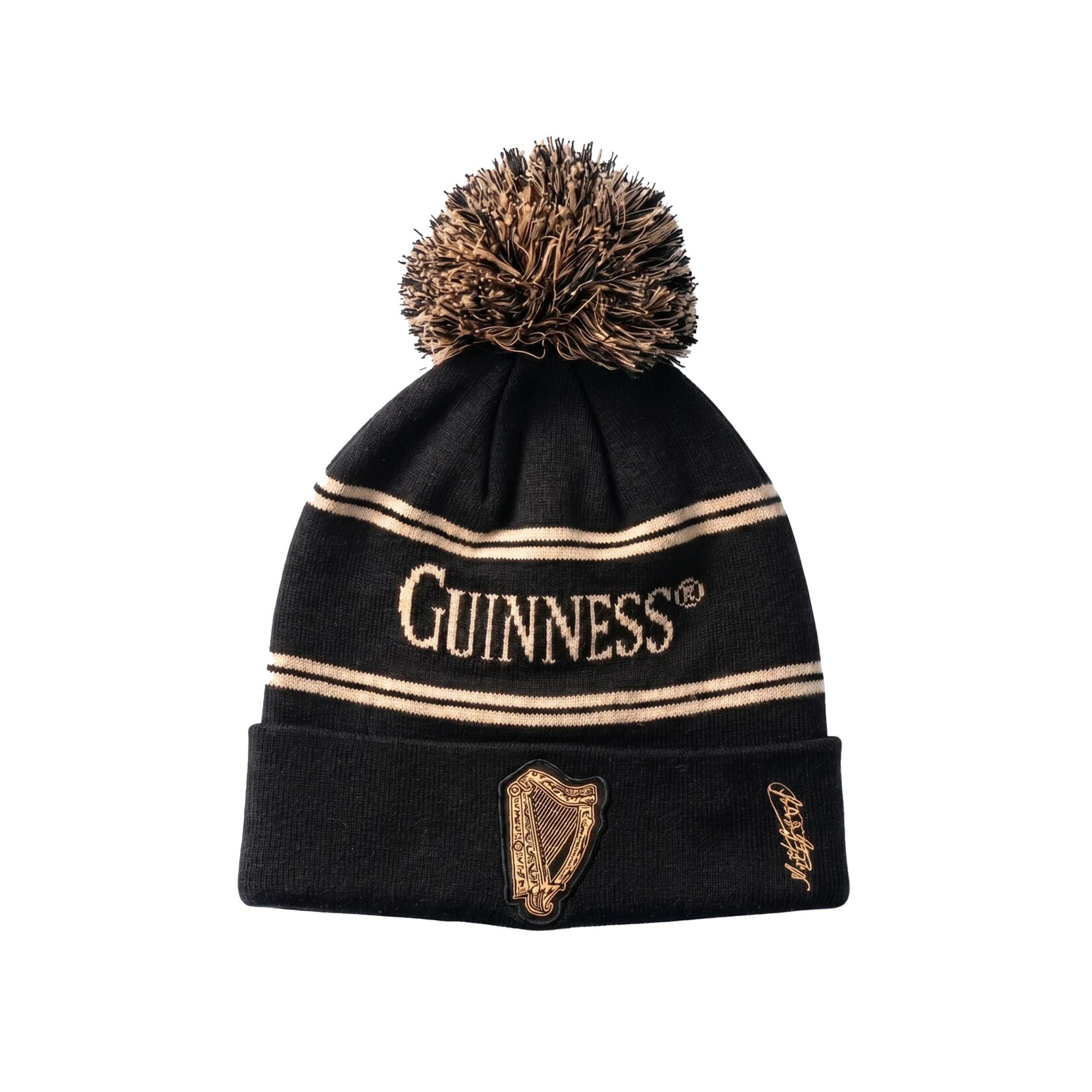 ACCESSORIES GUINNESS BLK & GLD VINTAGE HARP POM BEANIE