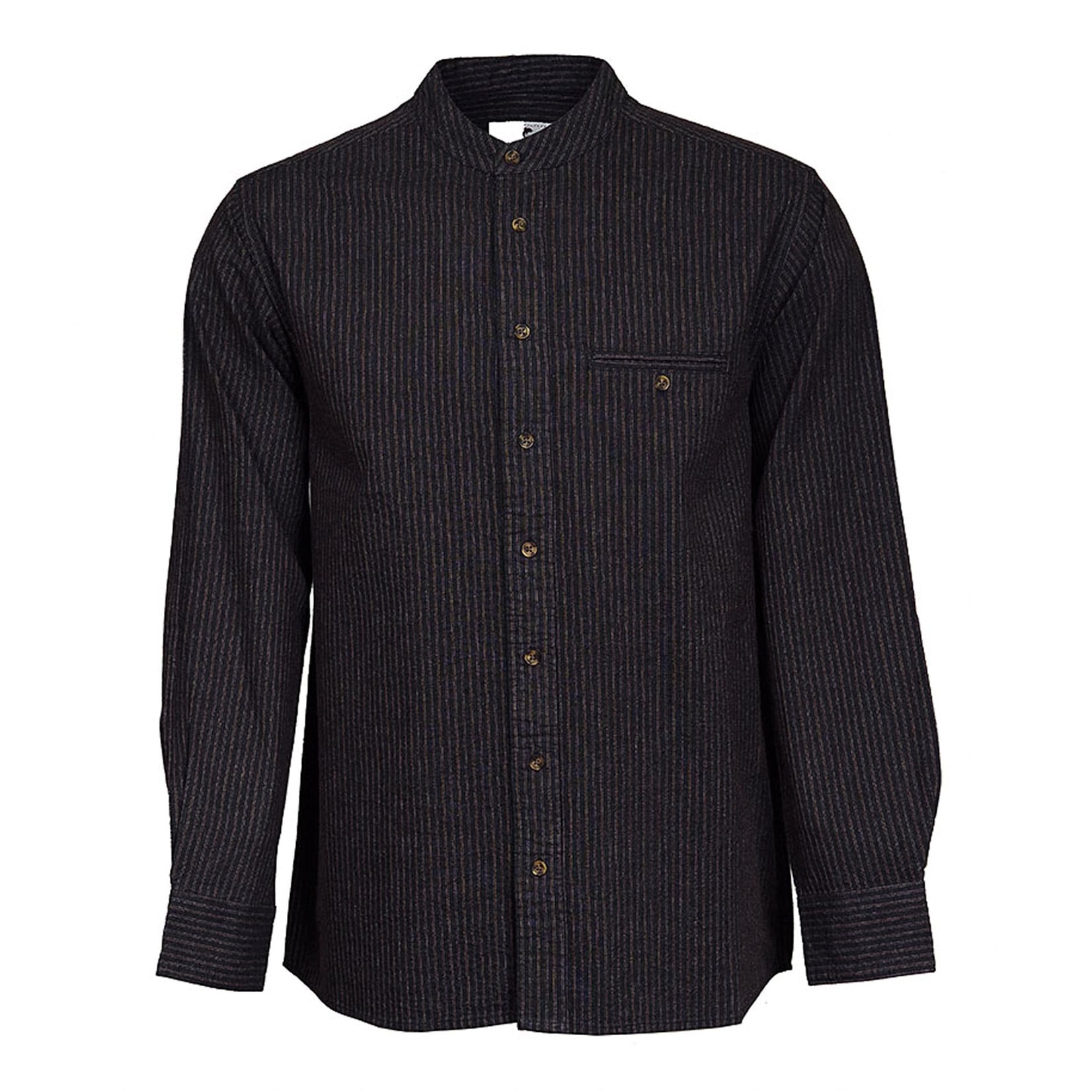 SHIRTS GRANDFATHER SHIRT - Black w. Red Brown Stripe