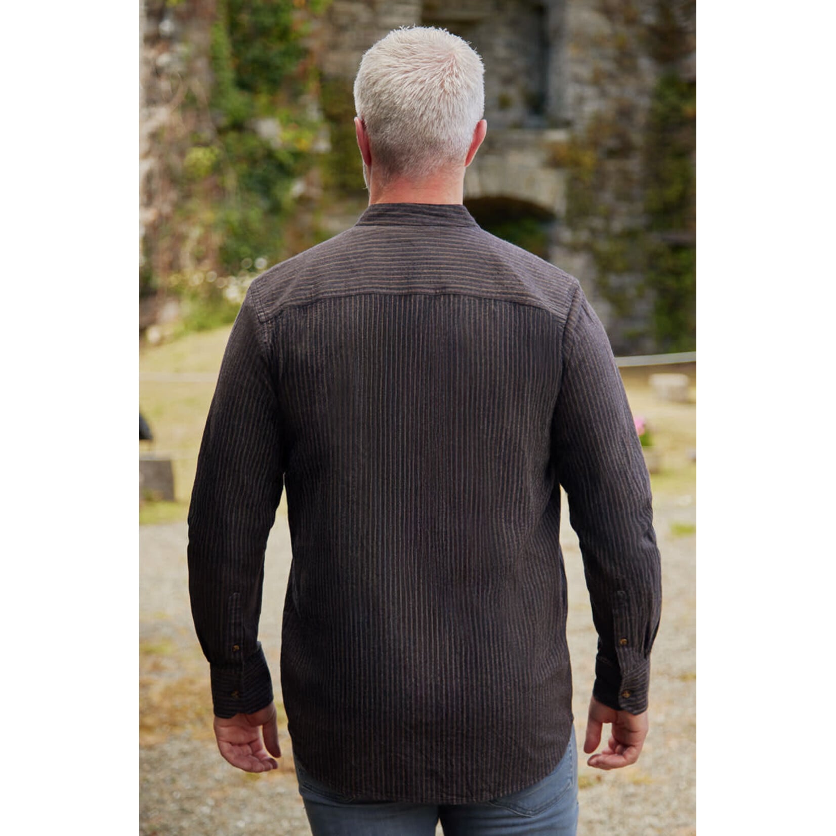SHIRTS GRANDFATHER SHIRT - Black w. Red Brown Stripe
