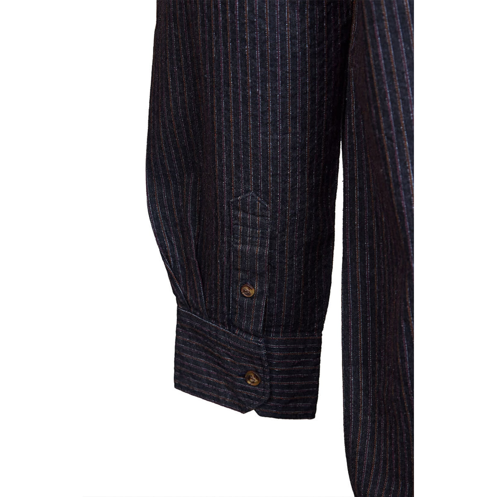 SHIRTS GRANDFATHER SHIRT - Black w. Red Brown Stripe
