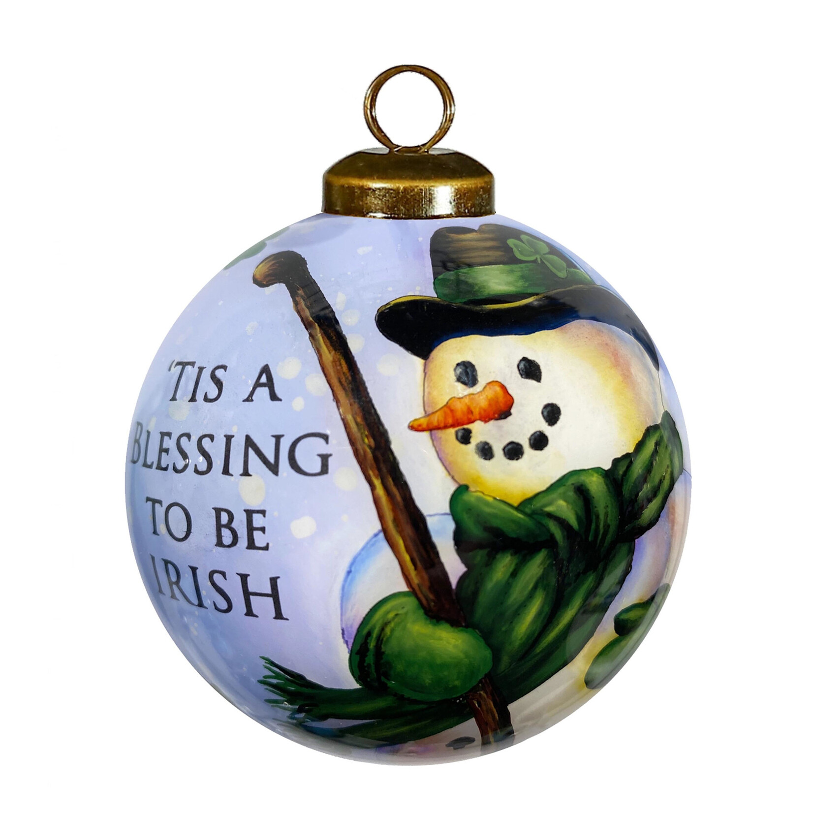 ORNAMENTS GLASS BAUBLE ORNAMENT - Irish Snowman