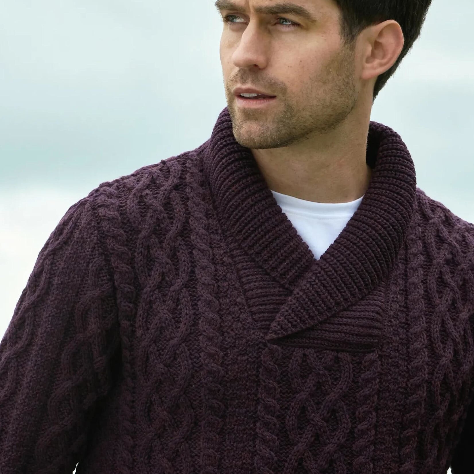 SWEATERS BUNRATTY SHAWL COLLAR SWEATER - Damson