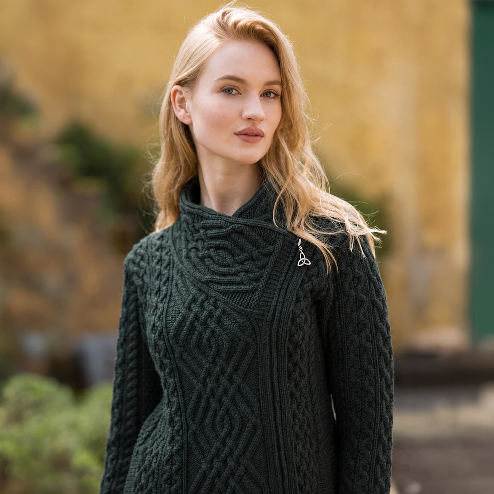 SWEATERS LIFFEY SIDE ZIP COAT  - Army Green