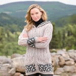 SWEATERS ST. BRIGID CELTIC JACQUARD HOODED COAT - Oatmeal