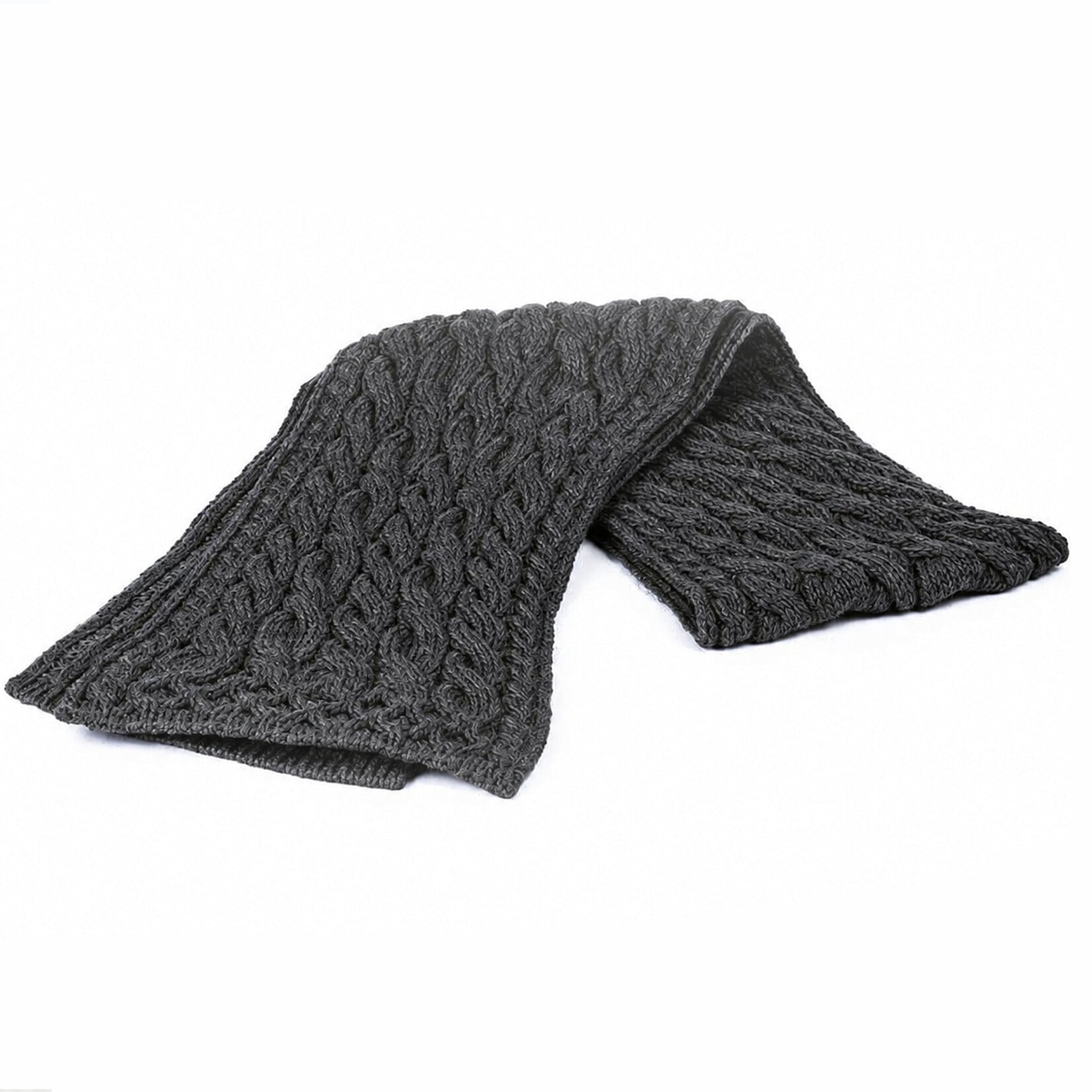 ACCESSORIES ARAN MERINO KNIT SCARF - Slate Grey