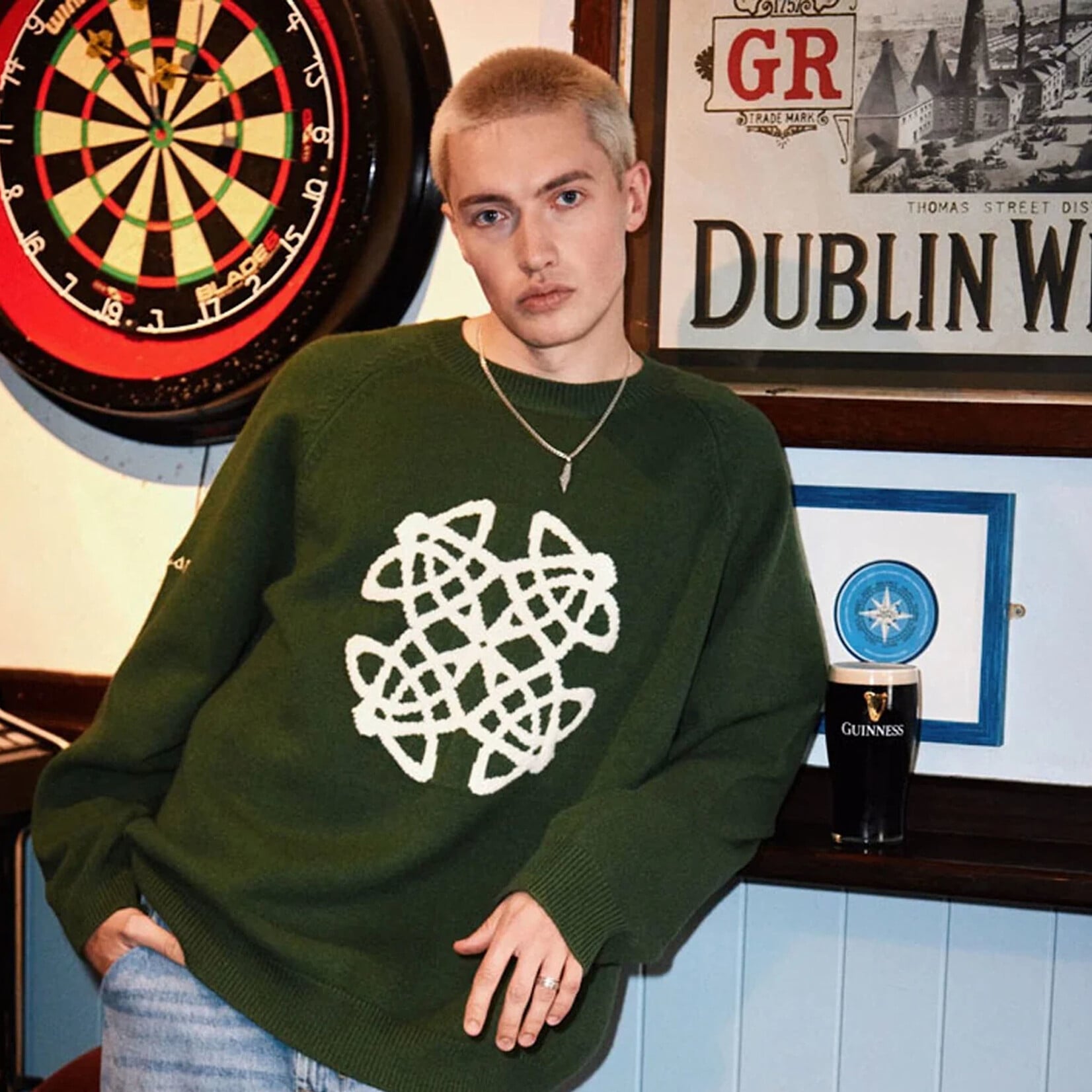 SWEATERS CELTIC KNOT SAGE GRN JUMPER