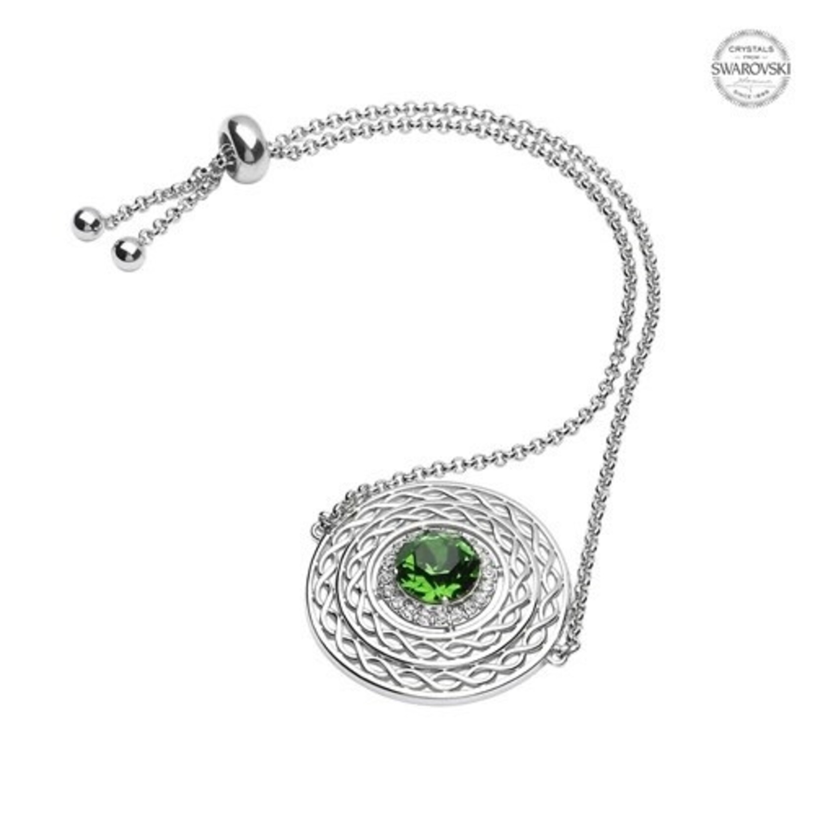 BRACELETS & BANGLES CLEARANCE: SHANORE GREEN & WHITE CELTIC BRACELET w CRYSTALS :FINAL SALE