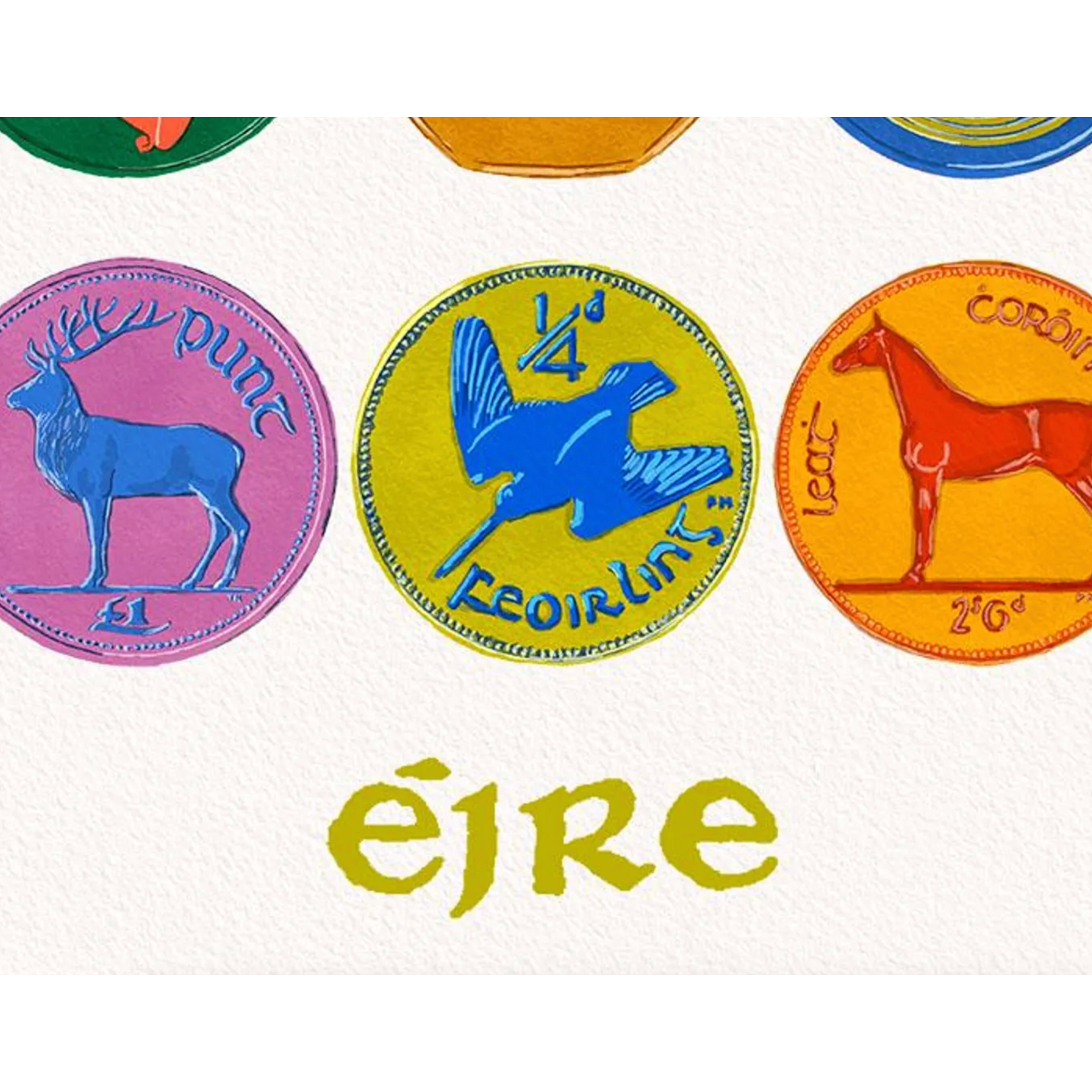 PLAQUES, SIGNS & POSTERS IRISH ART PRINT - Vintage Coins