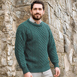 SWEATERS INIS MOR ARAN CREW NECK SWEATER - Moss