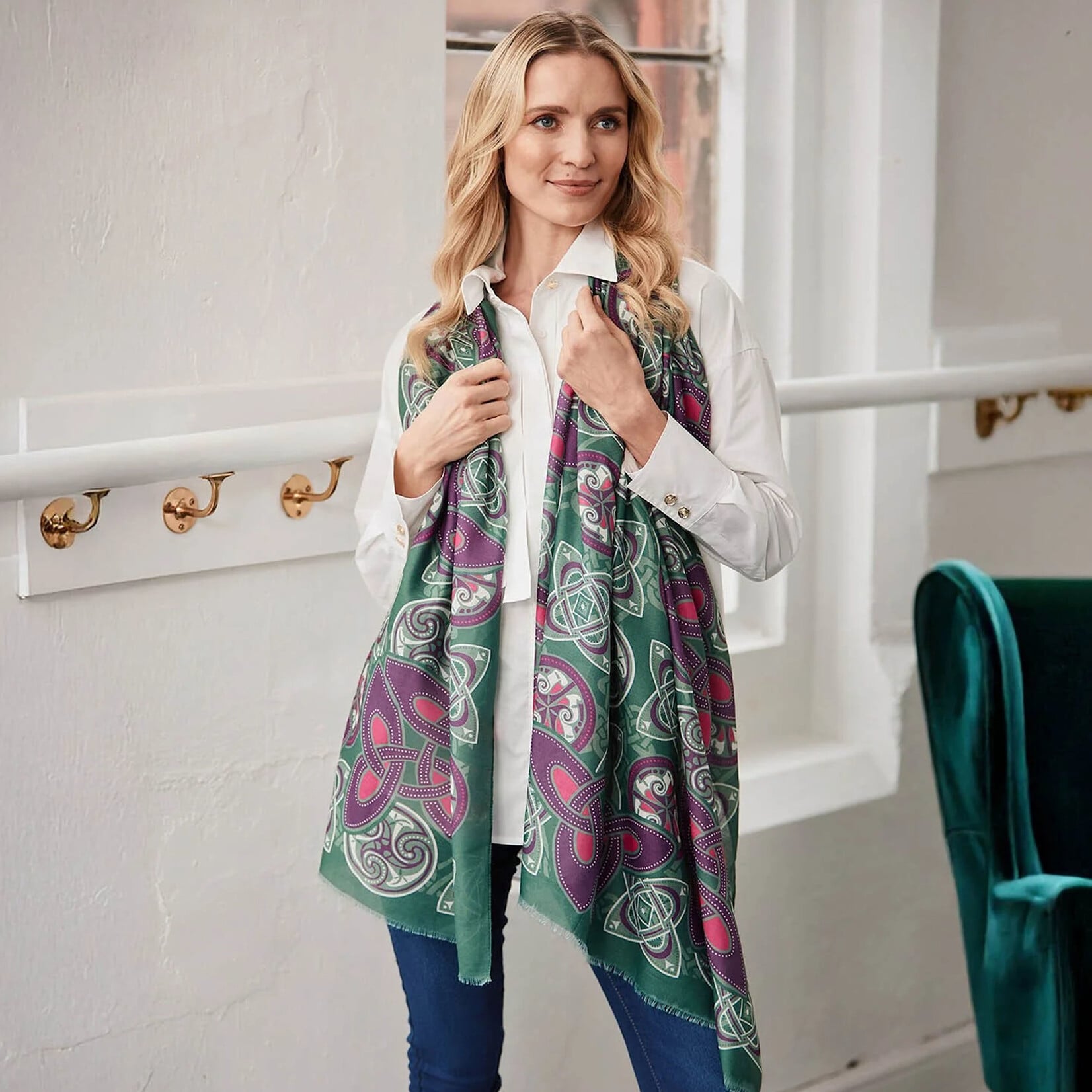 ACCESSORIES PATRICK FRANCIS FASHION WRAP SCARF - Grn & Purp Kells