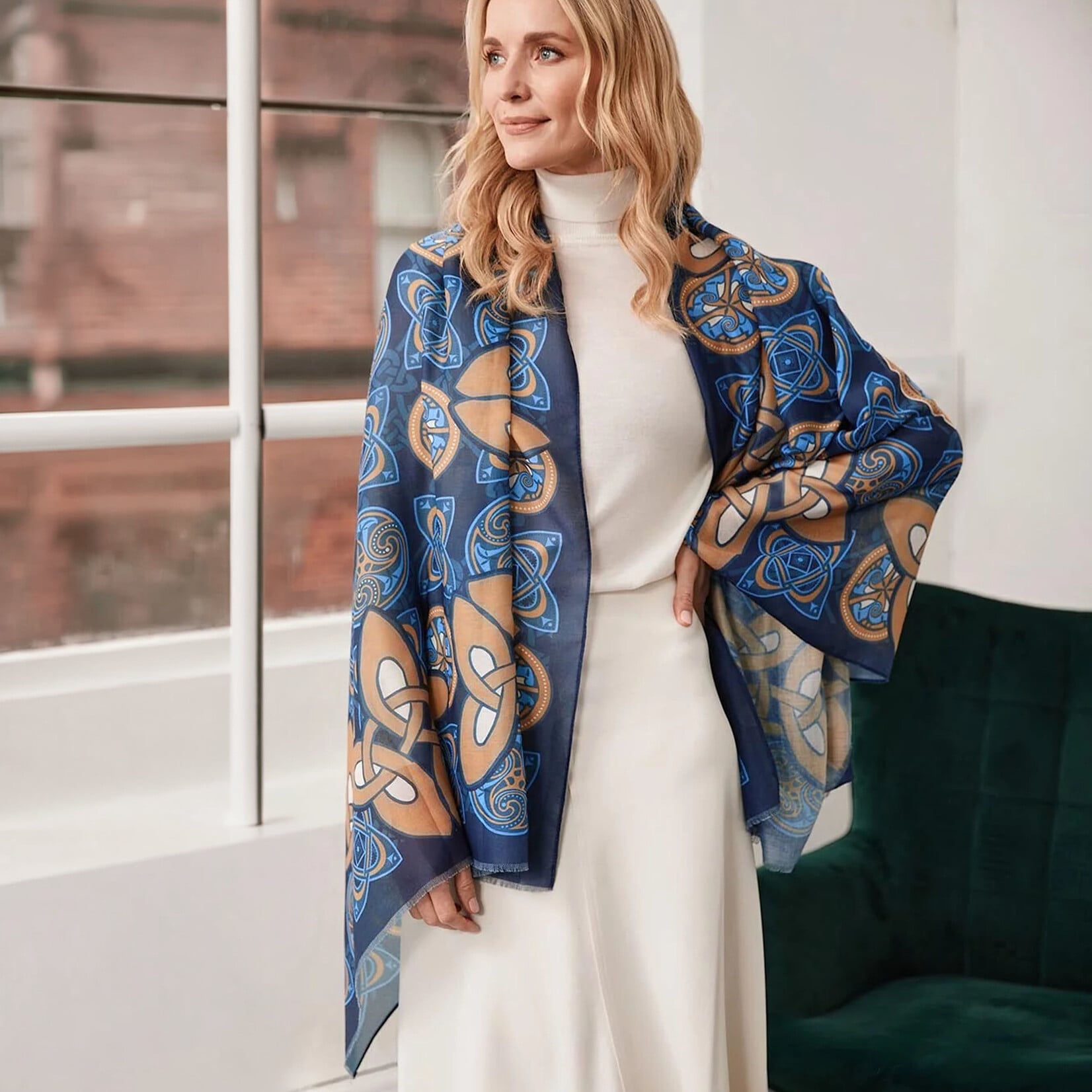 ACCESSORIES PATRICK FRANCIS FASHION WRAP SCARF - Blue & Yellow Kells