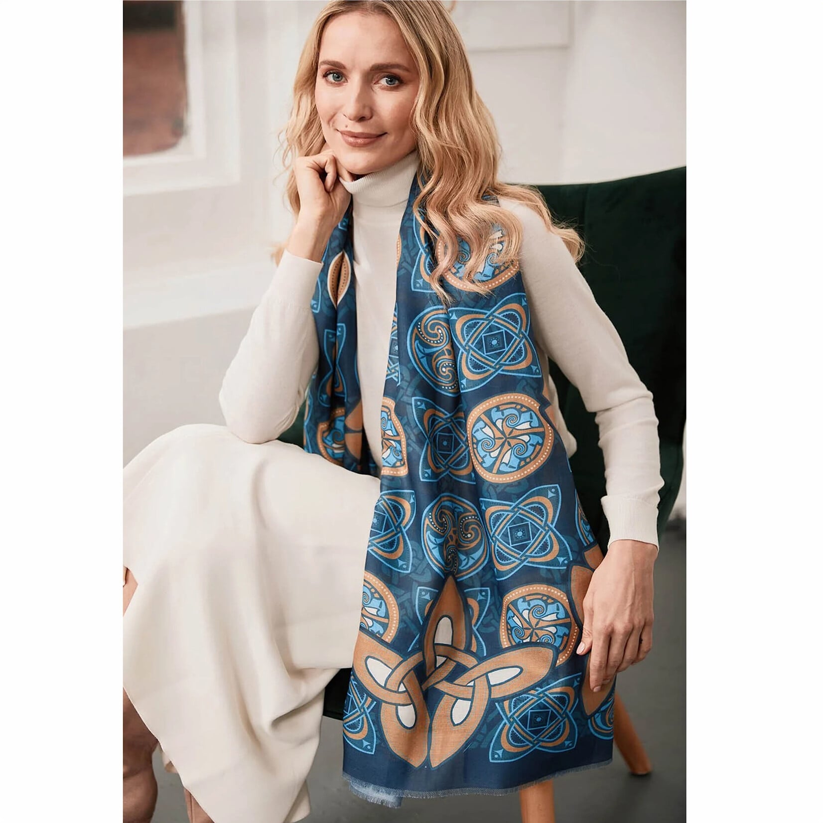 ACCESSORIES PATRICK FRANCIS FASHION WRAP SCARF - Blue & Yellow Kells