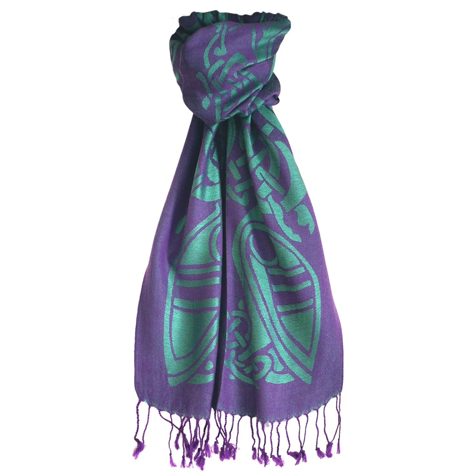 ACCESSORIES PF WOOL BLEND CELTIC STYLE SCARF - Purple/Grn