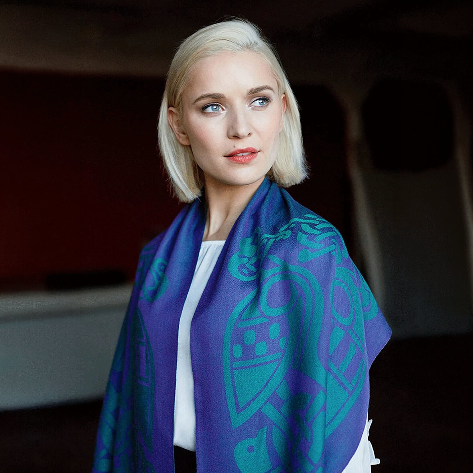ACCESSORIES PF WOOL BLEND CELTIC STYLE SCARF - Purple/Grn