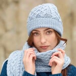 ACCESSORIES TRELLIS PATTERN MERINO HAT - Ice Marl