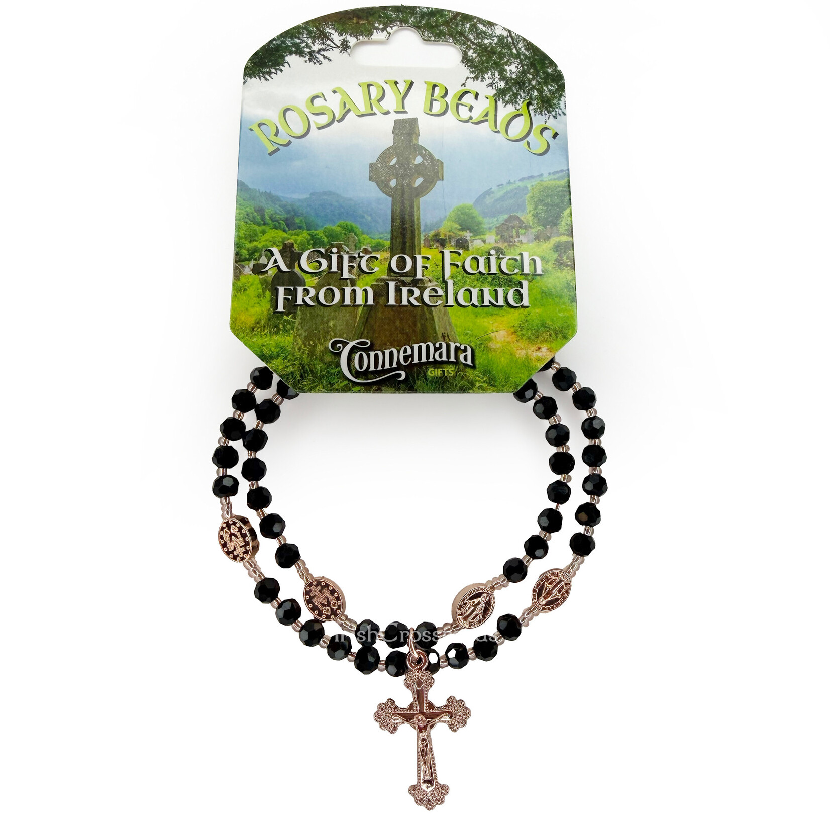 ROSARIES & JEWELRY STRETCH WRIST IRISH ROSARY BEADS - Black