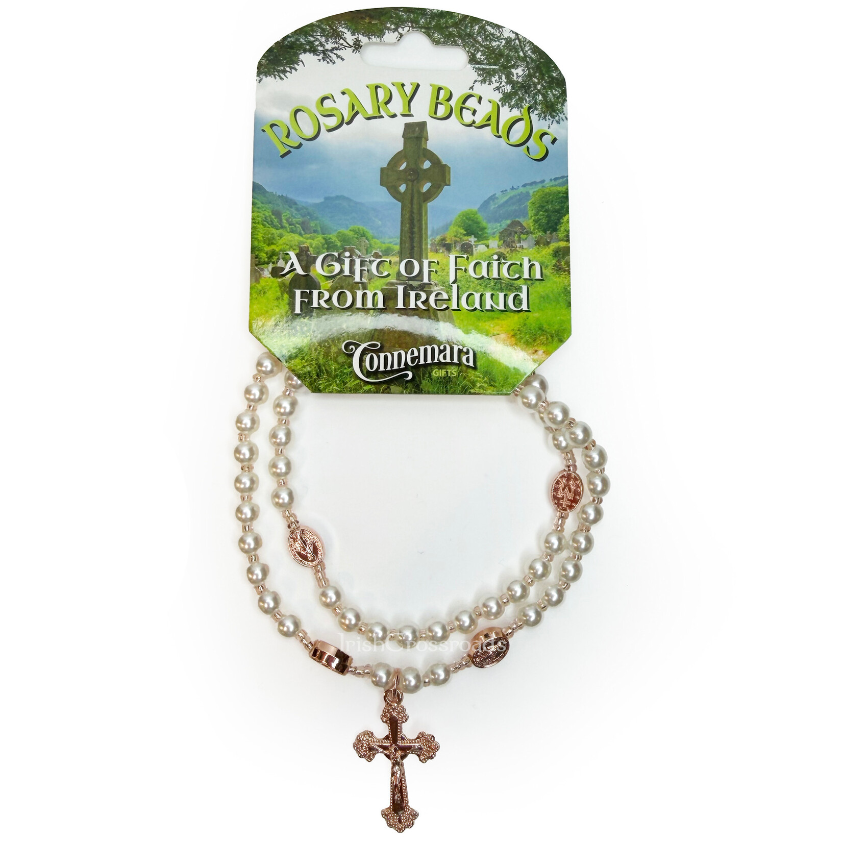 ROSARIES & JEWELRY STRETCH WRIST IRISH ROSARY BEADS - Pearl
