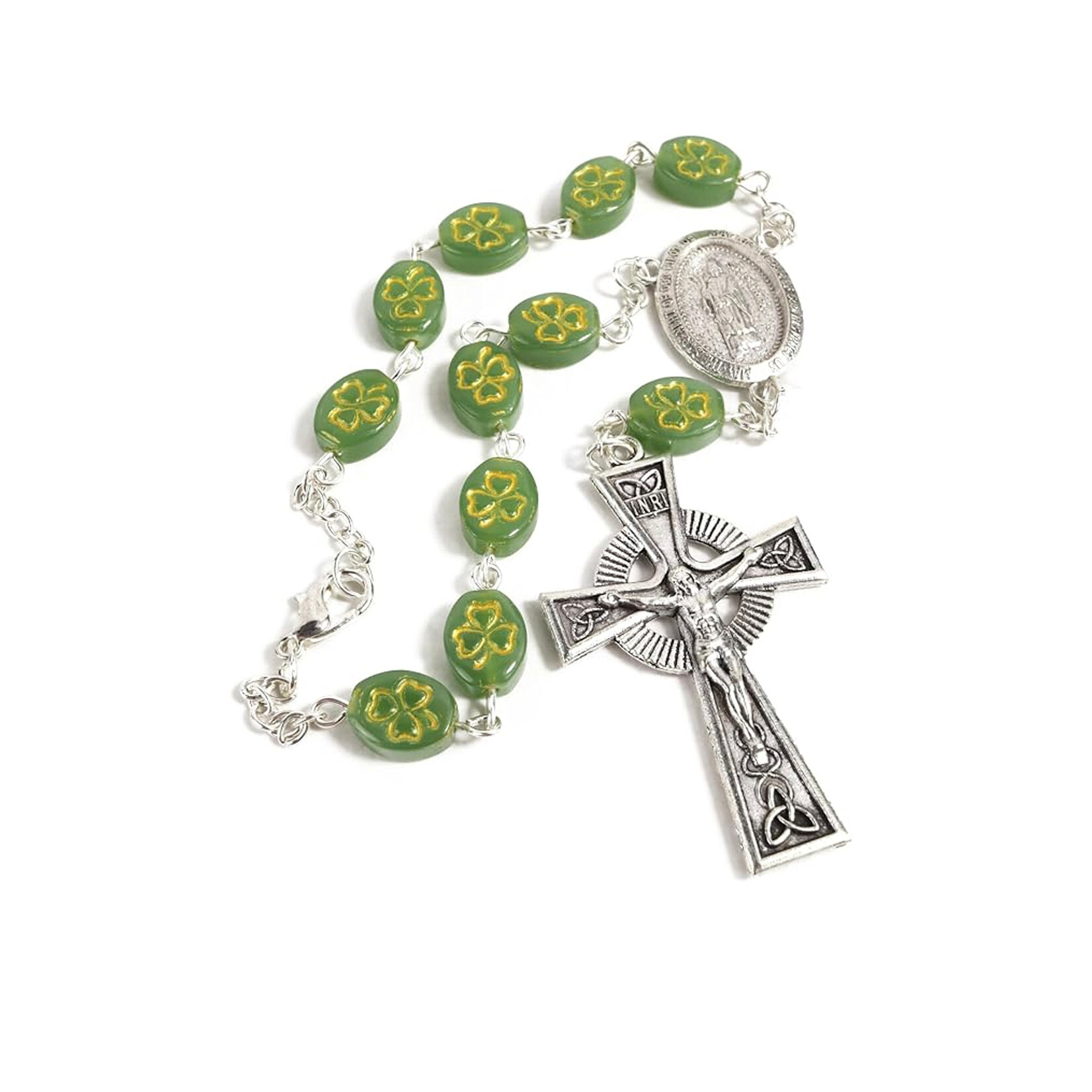 KEYCHAINS/CAR/ETC SHAMROCK CELTIC AUTO ROSARY BEADS