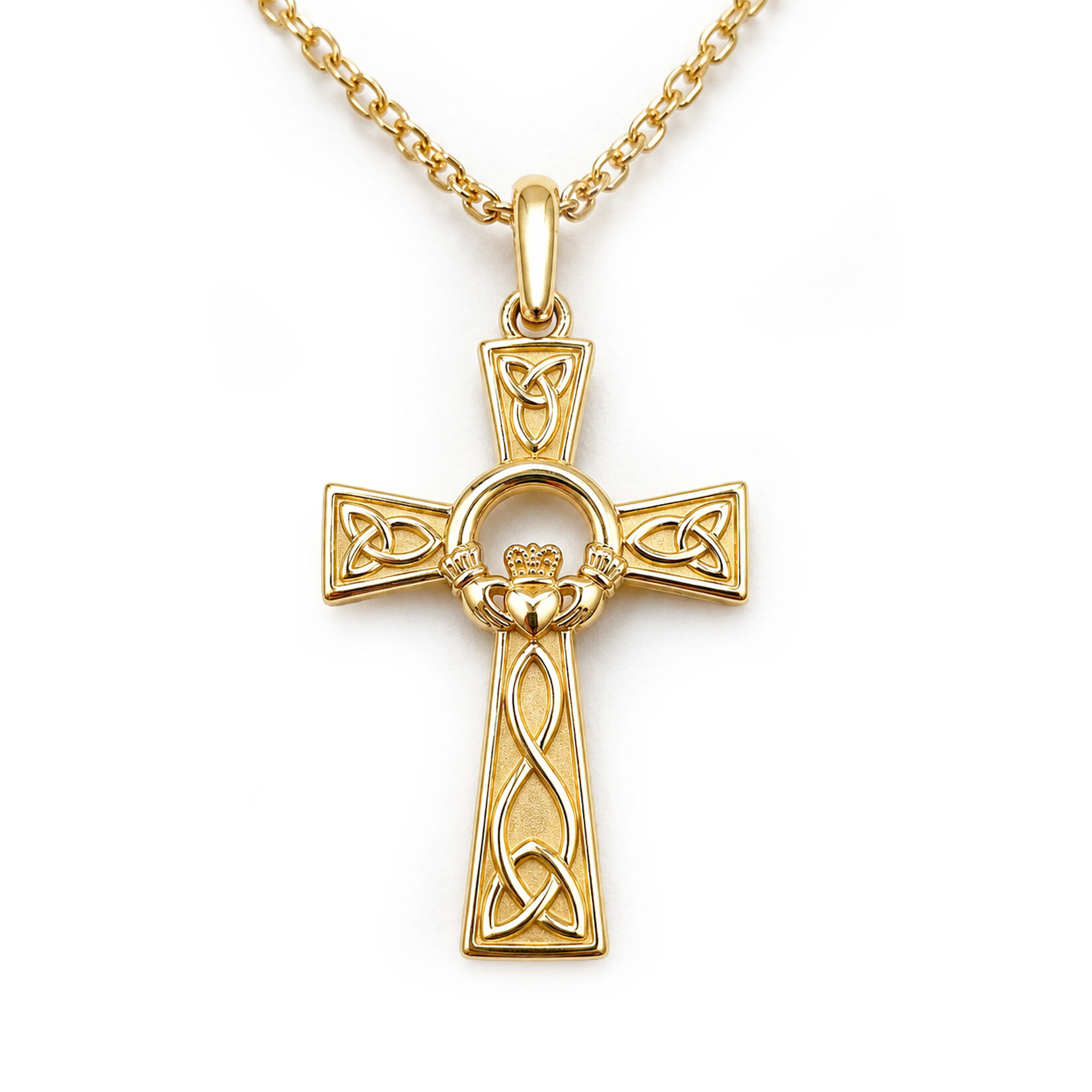 PENDANTS & NECKLACES FADO VERMEIL CLADDAGH CROSS PENDANT