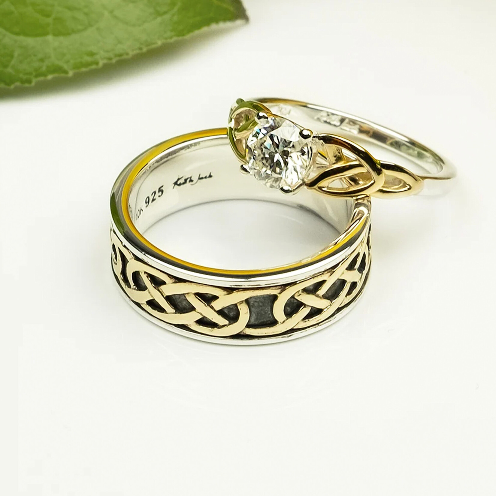 RINGS KEITH JACK STERLING/10K TRINITY RING w 1ct. MOISSANITE