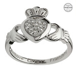 RINGS CLEARANCE: SHANORE STERLING CLADDAGH w WHT CRYSTALS :FINAL SALE