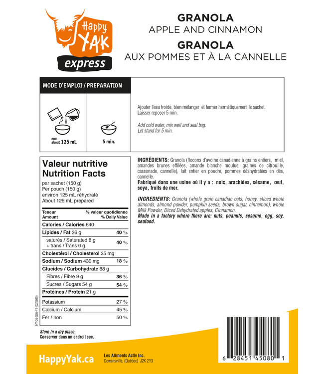 Happy Yak Happy Yak Granola Apple and Cinnamon