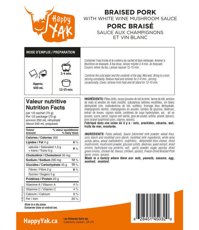 Happy Yak Happy Yak Braised Pork with White Wine Mushroom Sauce