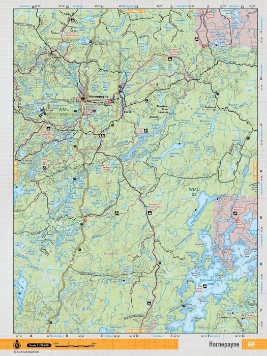 Backroads Mapbooks ON TOPO MAP WATERPROOF MAP NEON-60 Hornepayne