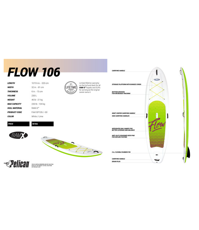 Pelican Pelican Flow 106 Stand-Up Paddle Board White/Lime