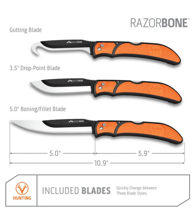 Outdoor Edge Outdoor Edge Razor - Bone Knife 6 Blade Combo Set Orange