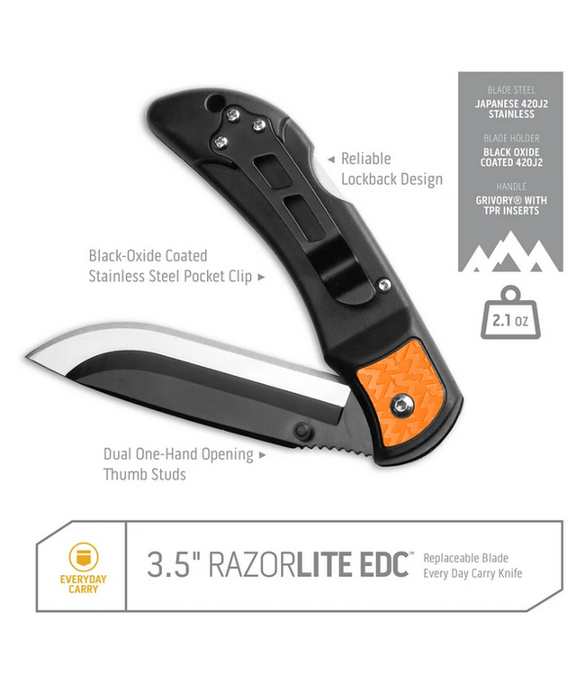 Outdoor Edge Outdoor Edge Razor-Lite EDC (Orange, 6-Blades)