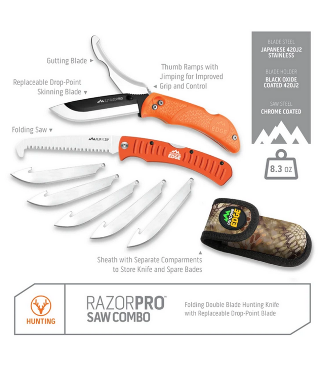 Outdoor Edge Outdoor Edge Razor-Pro/Saw Combo (Orange, 6-Blades)
