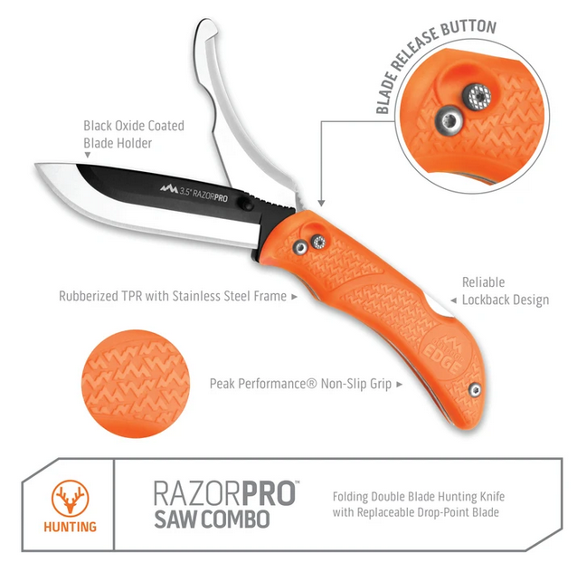 Outdoor Edge RazorPro/Saw Combo (Orange, 6Blades) Great Lakes
