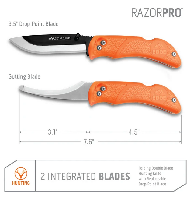 Outdoor Edge RazorPro/Saw Combo (Orange, 6Blades) Great Lakes
