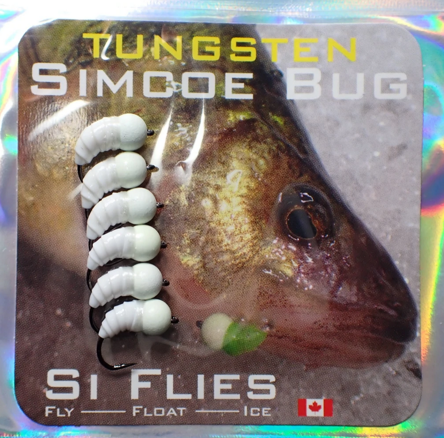 Si Flies White FluroGlow Tungsten Simcoe Bug 6 pack