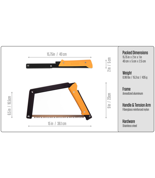 Agawa Canyon Agawa Gear Boreal15 Saw, Black/Green, All Purpose Blade