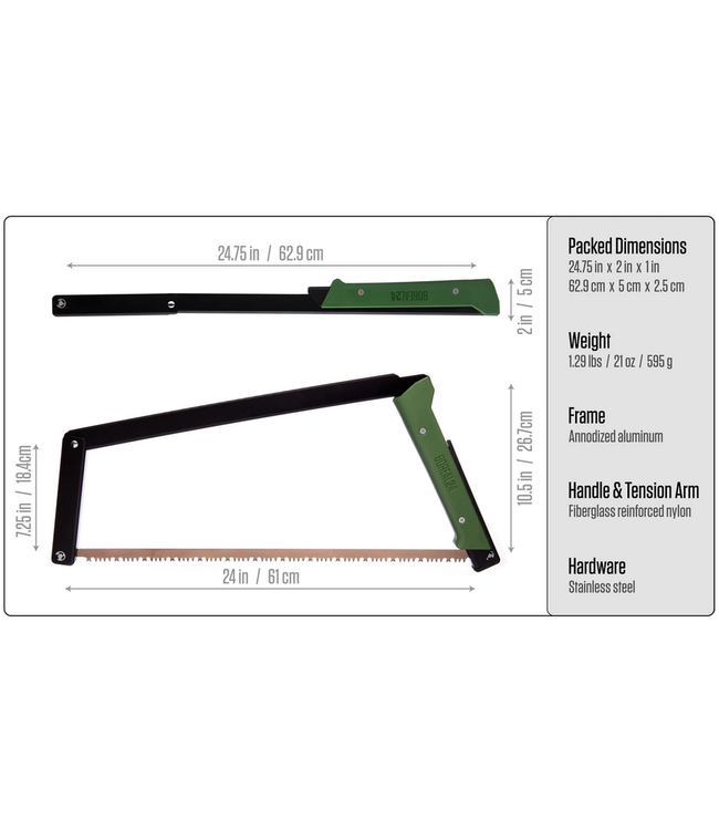 Agawa Canyon Agawa Gear Boreal24 Saw, Black/Green, Sidney Blade