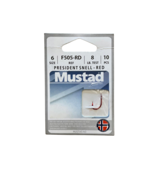 Mustad Mustad President French Snelled Hook -Red Size 6
