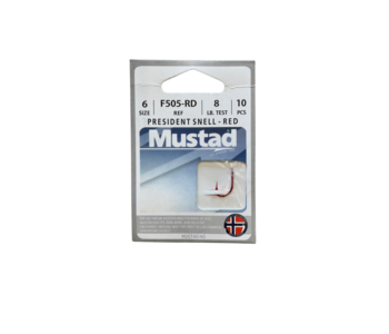 Mustad President French Snelled Hook -Red Size 6