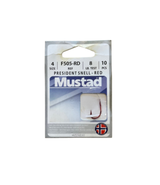 Mustad Mustad President French Snelled Hook -Red Size 4