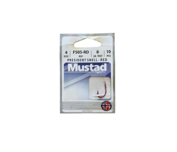 Mustad President French Snelled Hook -Red Size 4