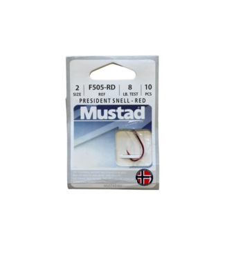 Mustad Mustad President French Snelled Hook -Red Size 2