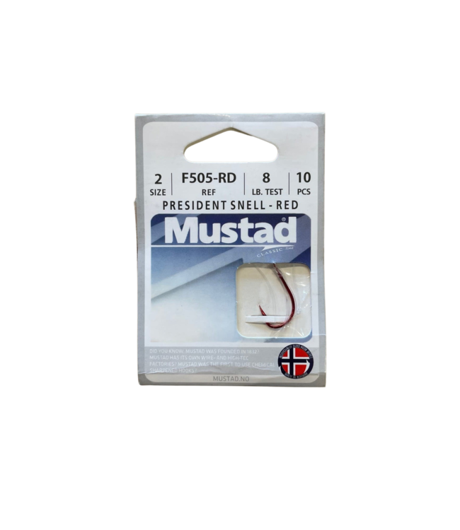Mustad Mustad President French Snelled Hook -Red Size 2