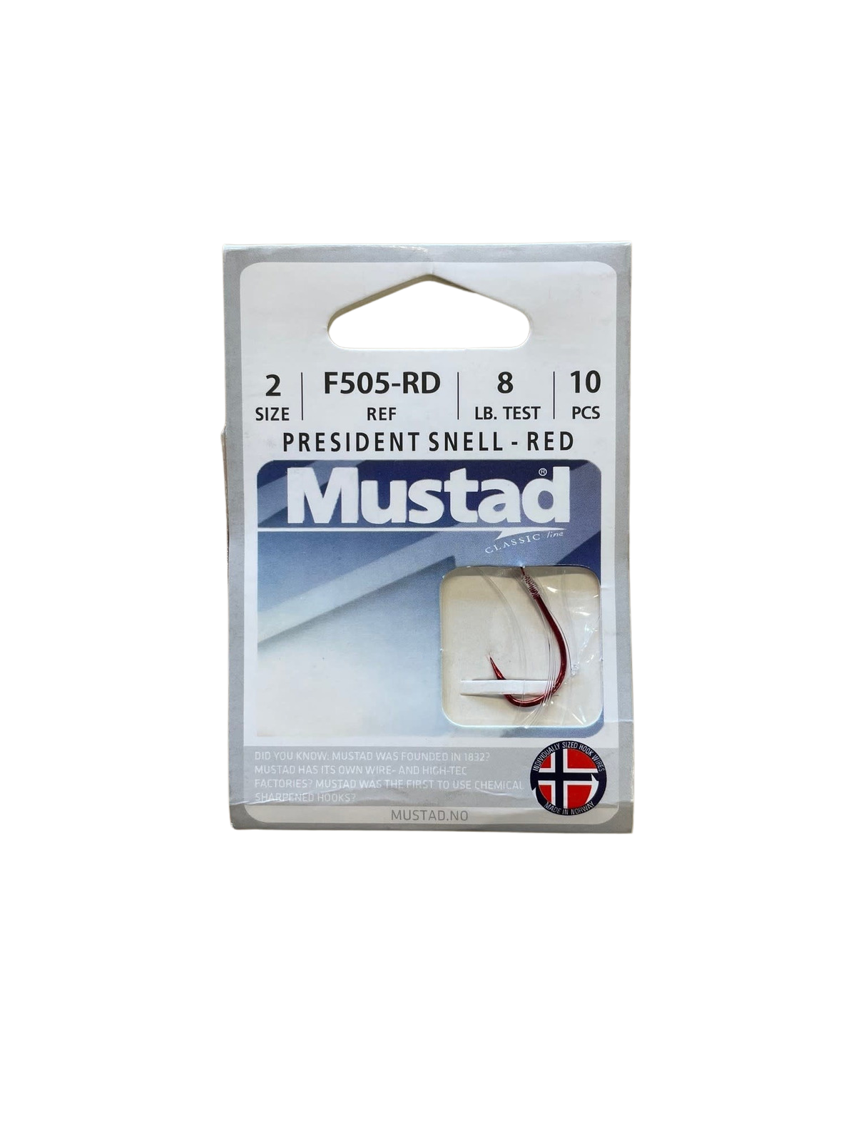 Mustad President French Snelled Hook -Red Size 2 - Great Lakes