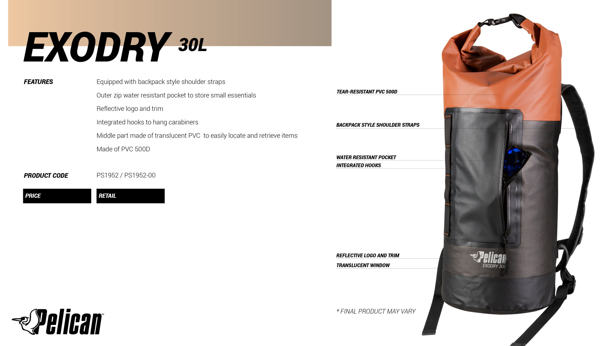  Pelican ExoDry 10L Small Drybag - Waterproof