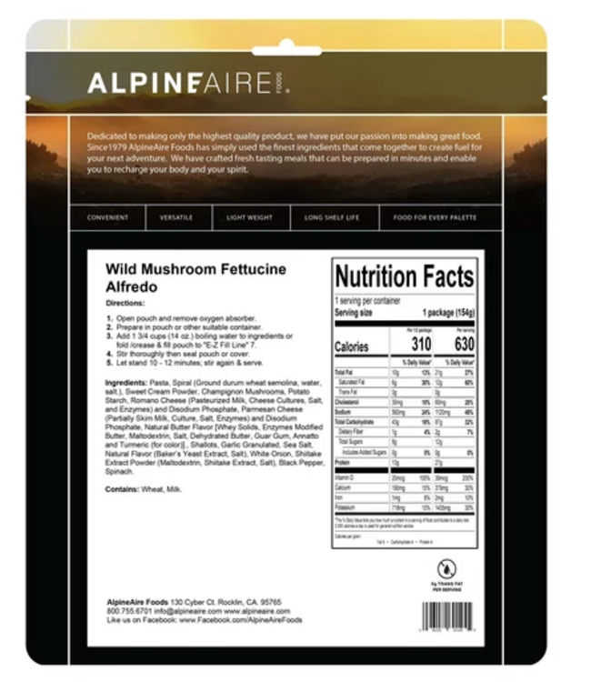 AlpineAire AlpineAire Mushroom Fettucine Alfredo