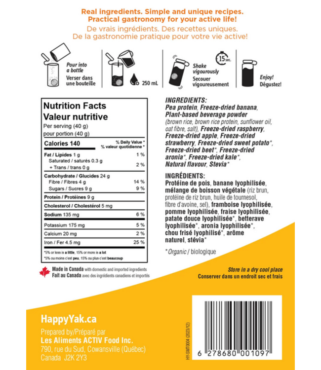 Happy Yak Happy Yak Smooth-Ease Berry Blush (Vegan, Gluten Free, Lactose Free)